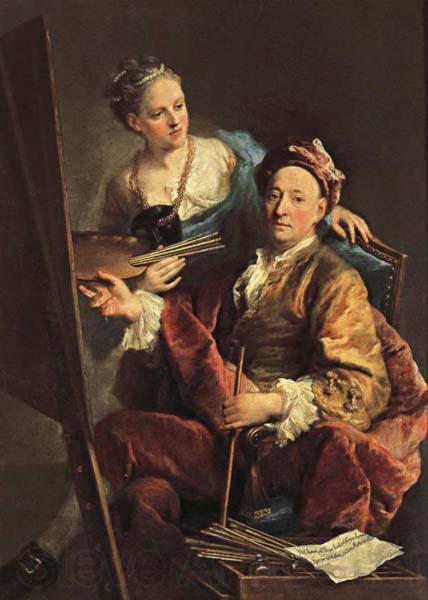 Georges desmarees Self-Portrait wiht his Daughter,Maria Antonia France oil painting art